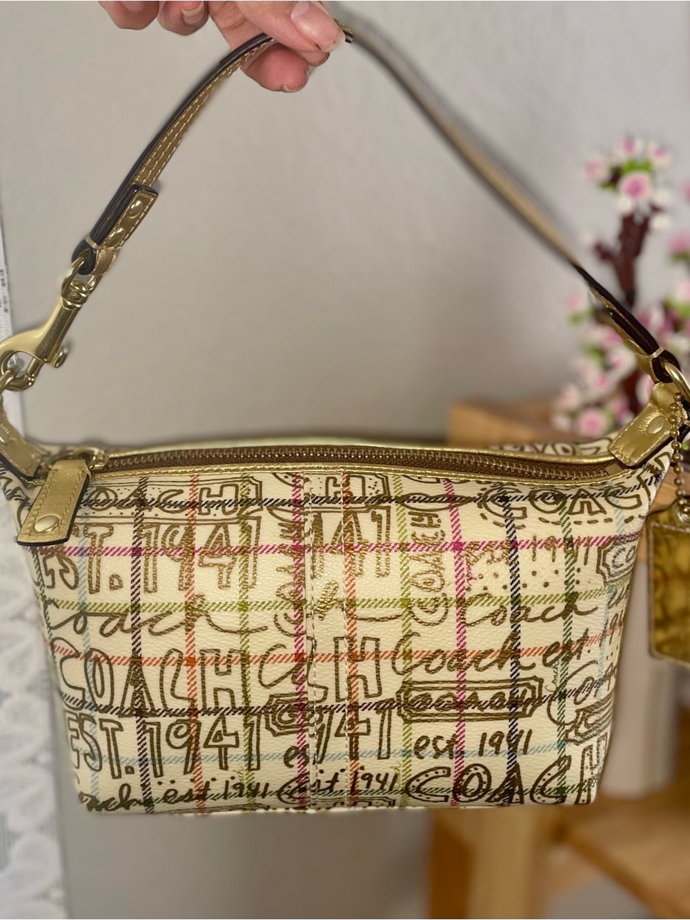 Y2K Coach Signature Plaid Canvas handbag